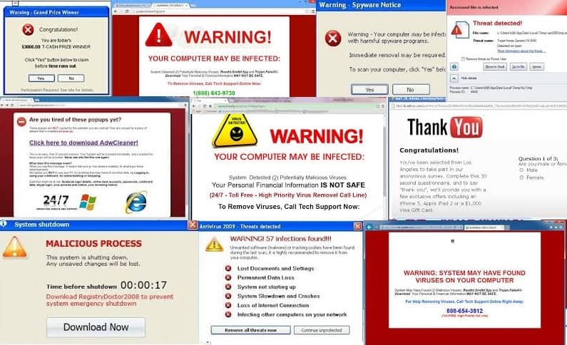 ventanas emergentes de malware