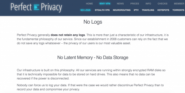 perfectprivacy logging politik