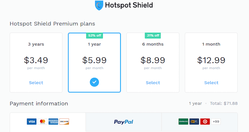 hotspotshield fiyatlandırması