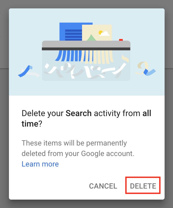 google delete topic neste knapp