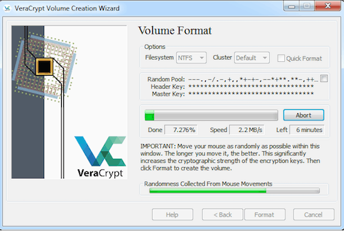 volume di crittografia di Veracrypt